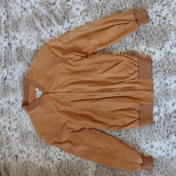 Suede & 100% Pure Silk Lining | Vintage Calvin Klein Bomber Jacket - Picture 1 of 8